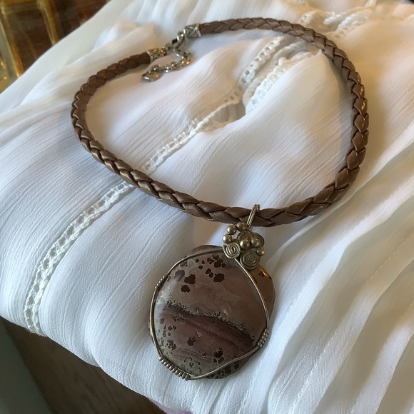 ✨Smokey Jasper Braided Leather Chain✨ - Picture 2 of 4